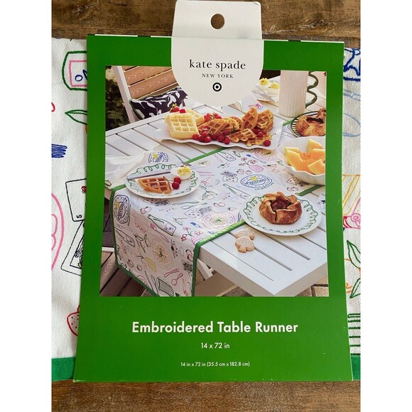 Party Print Table Runner Cream/Green/Pink kate spade new york x Target NWT - Picture 2 of 8